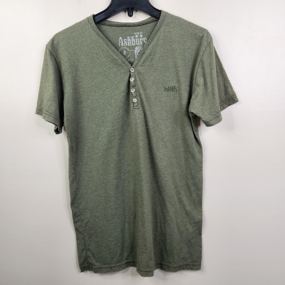 Ashbury Mens Short Sleeve Slim Fit American Made 4 Button Henley Tee Small